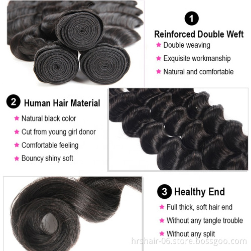 wholesale price wig cuticle aligned  Malaysian  human hair natural black loose deep wave 10A bundles